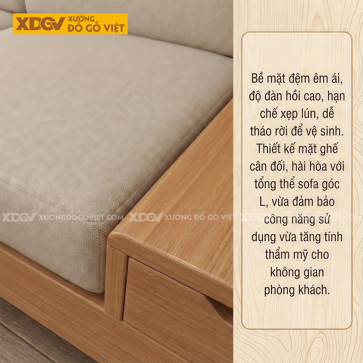Bộ Sofa Gỗ Sồi Mỹ 4 Món Tựa Lưng Bảng Lớn