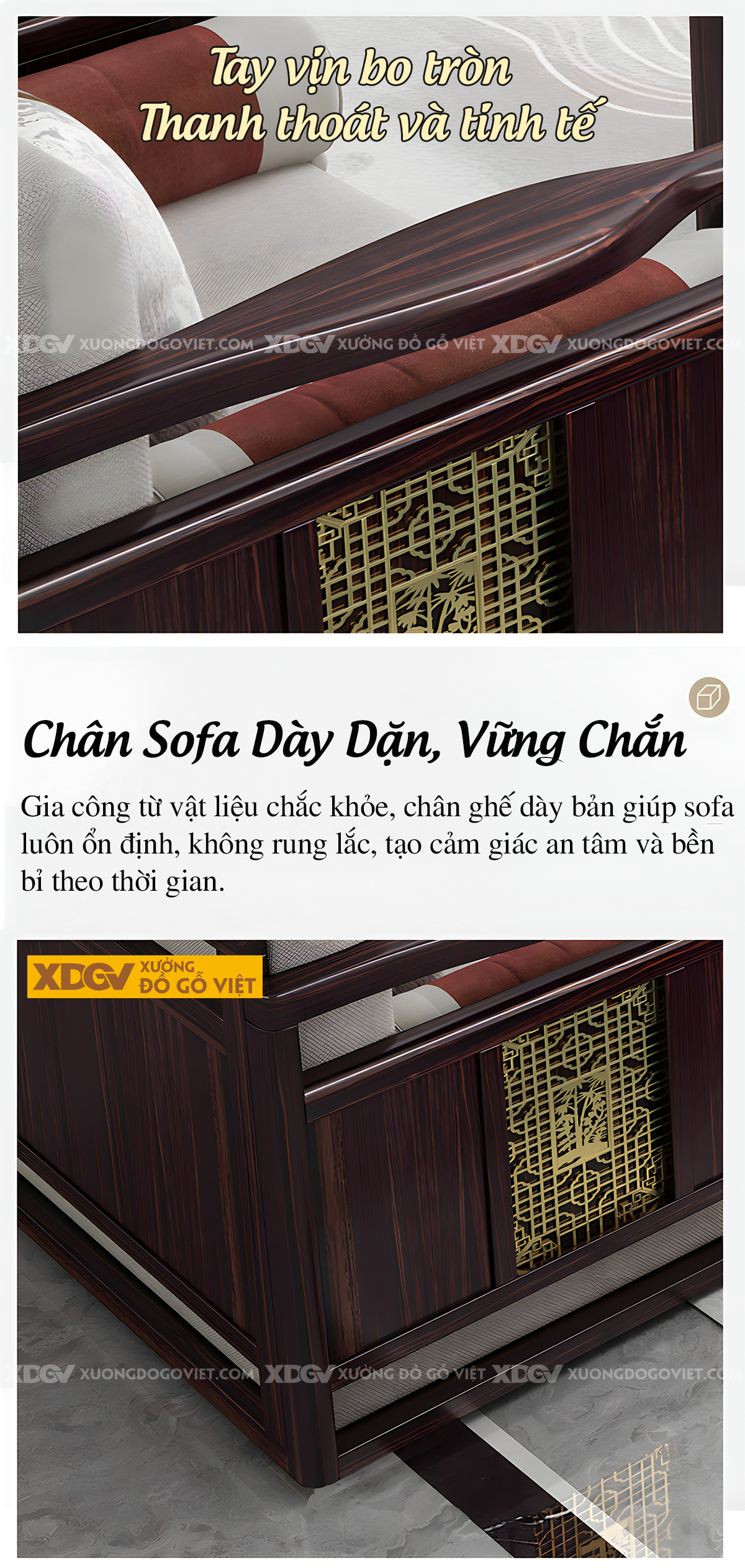Bộ Sofa Lim Phòng Khách Hiện Đại Á Đông Chân Bệt Dáng Thấp