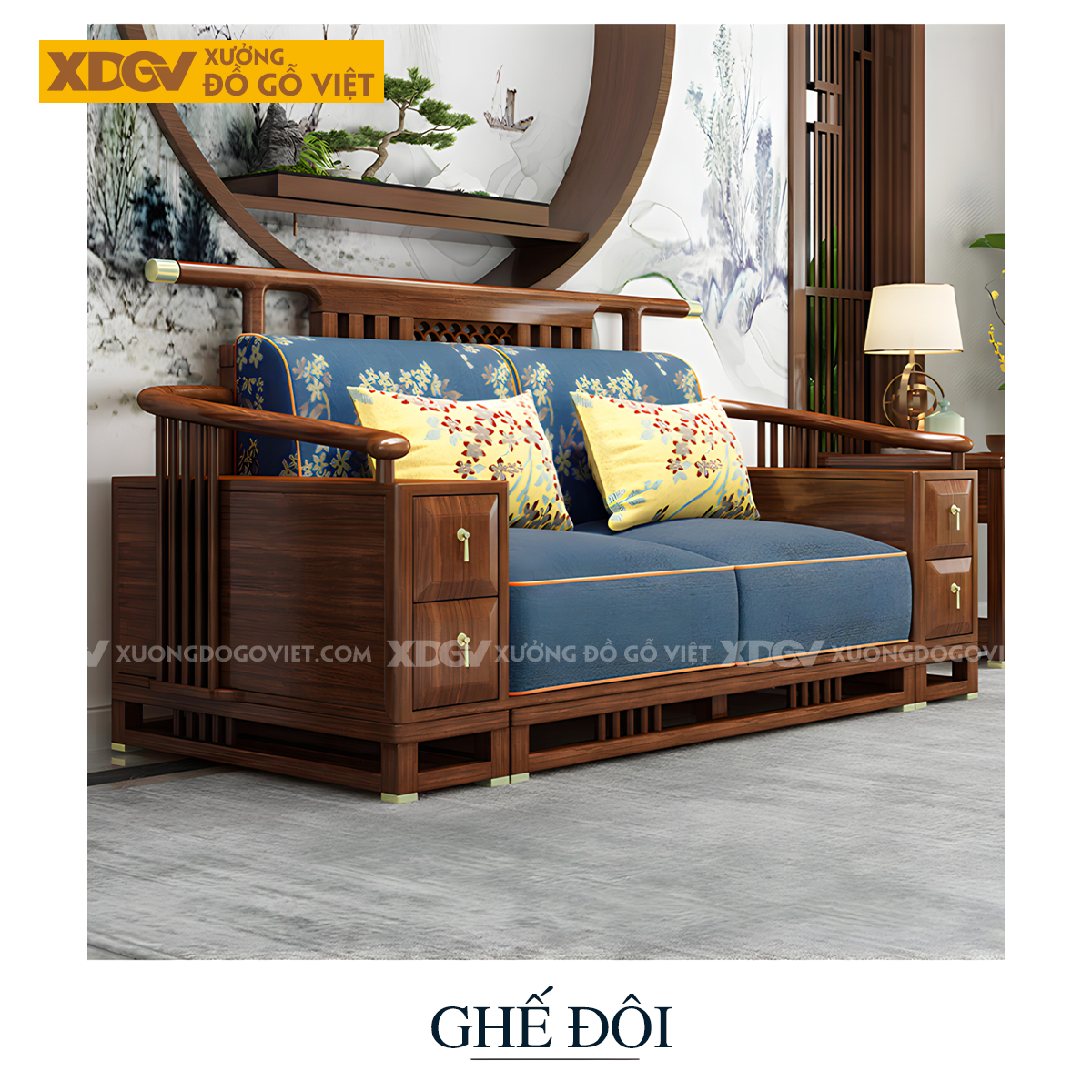 Bộ Sofa Phòng Khách Gỗ Lim Trung Hoa Bọc Nệm Dày Sang Trọng