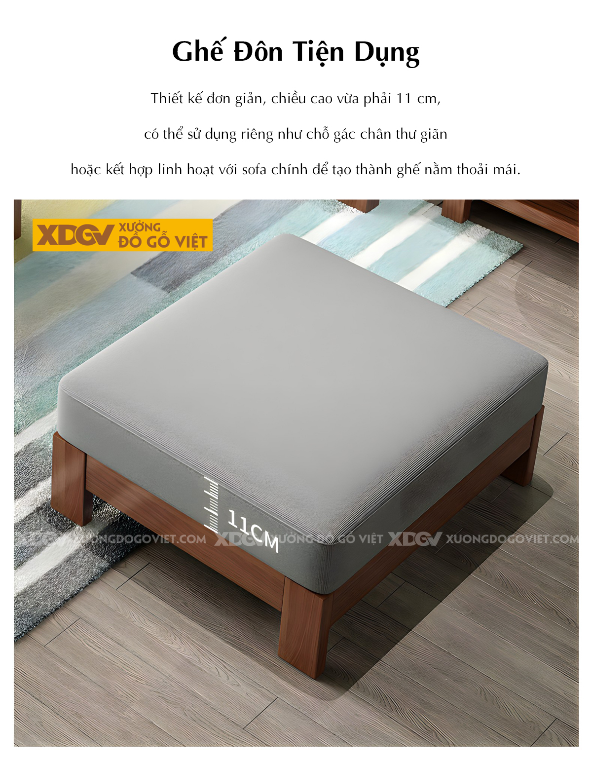Bộ Sofa Phòng Khách Gỗ Sồi Bọc Nệm Tối Giản Tựa Nan Mới