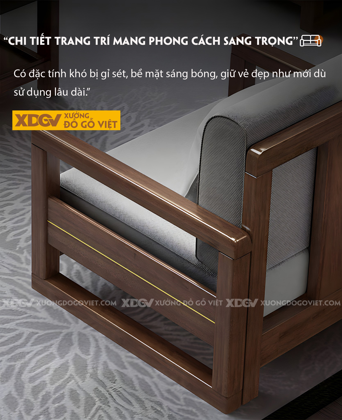 Bộ Sofa Phòng Khách Gỗ Sồi Dạng Khung Ghép Nối Liền Mạch