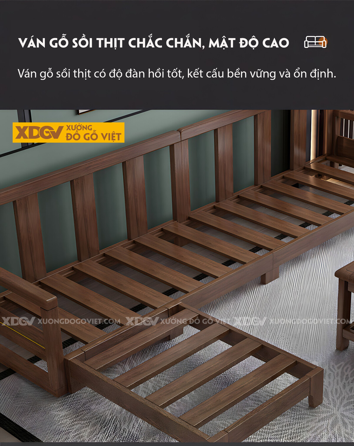 Bộ Sofa Phòng Khách Gỗ Sồi Dạng Khung Ghép Nối Liền Mạch