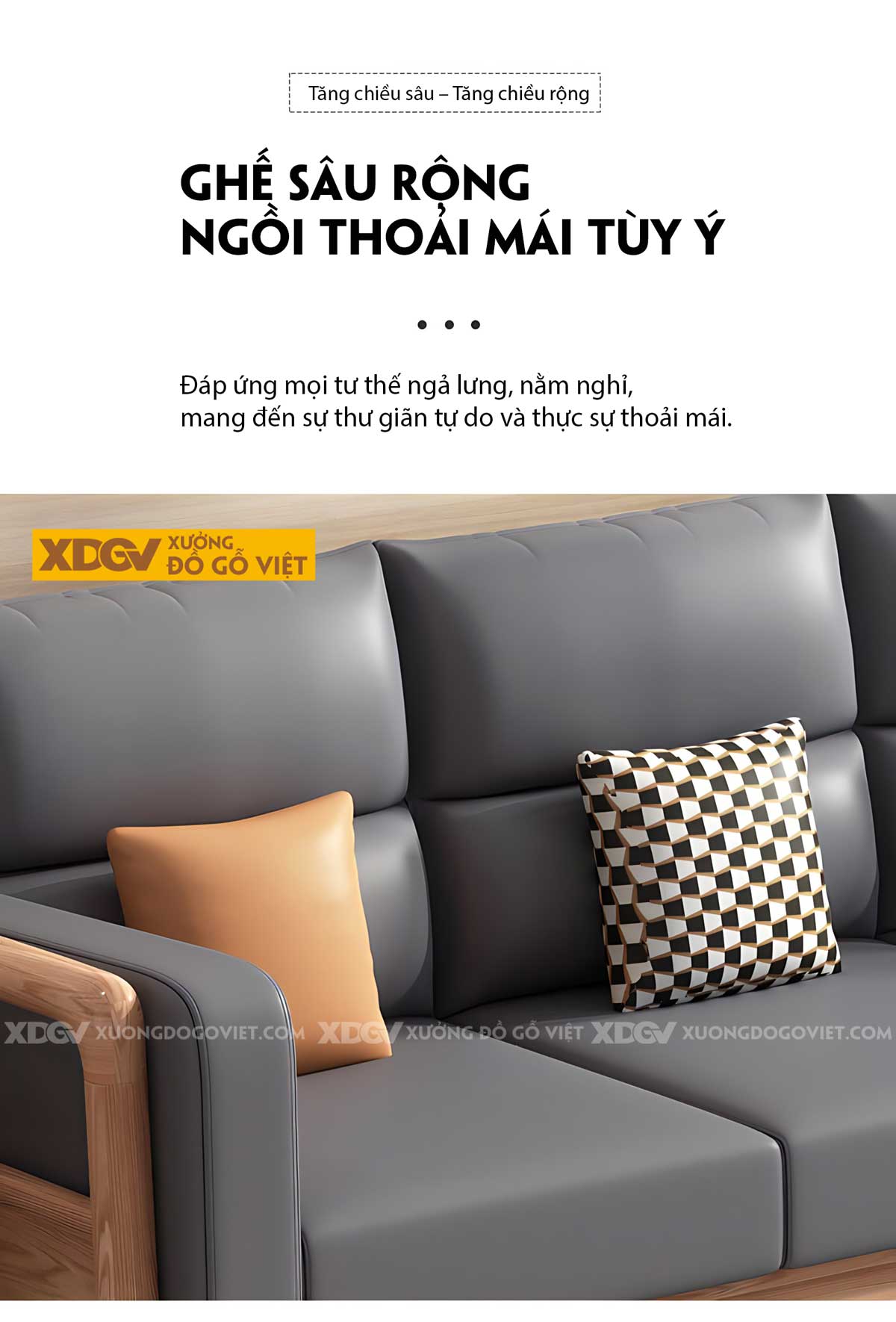 Bộ Sofa Sồi Phòng Khách 2 Văng Khung Nan Lót Nệm Êm Cao Cấp