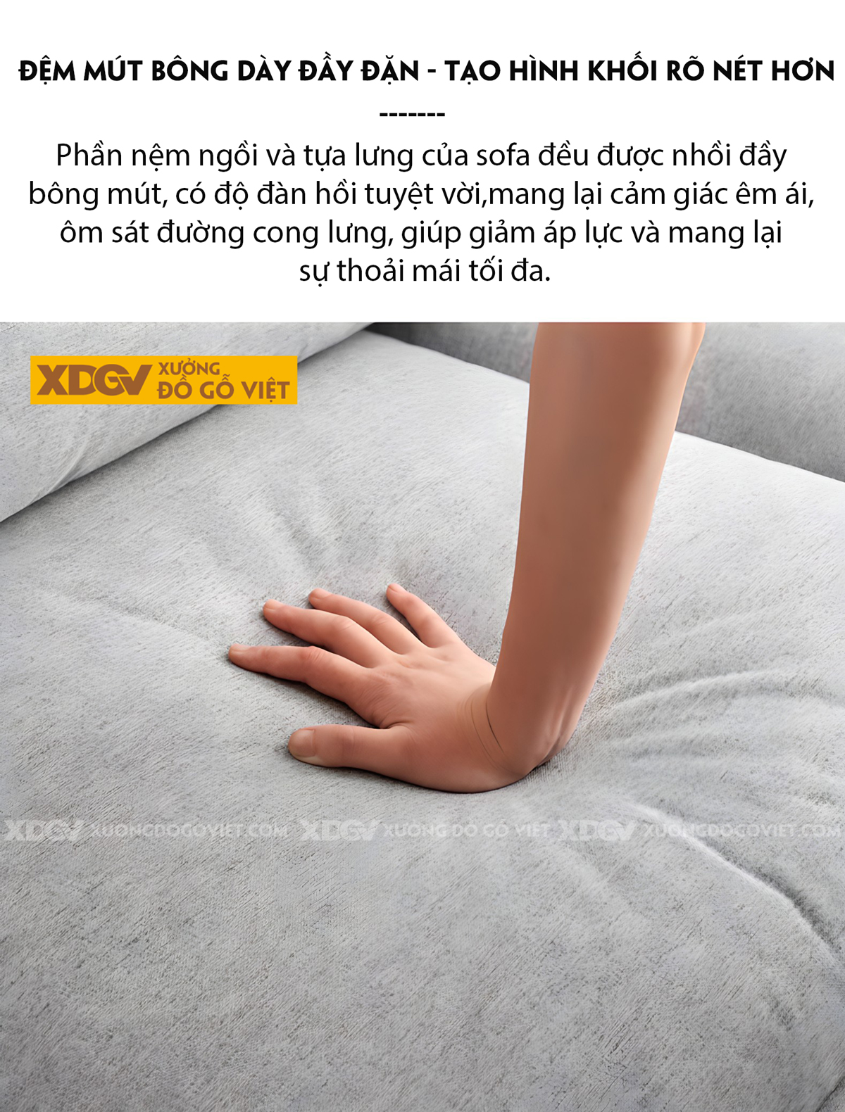 Bộ Sofa Sồi Phòng Khách Tay Vịn Bo Góc Lót Nệm Dày Cao Cấp