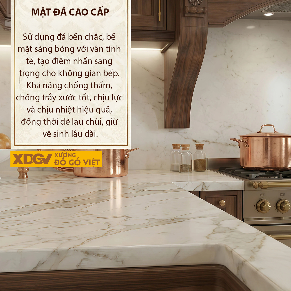 Bộ Tủ Bếp Gỗ Óc Chó Tự Nhiên Đẹp Góc L Tân Cổ Điển Kết Hợp