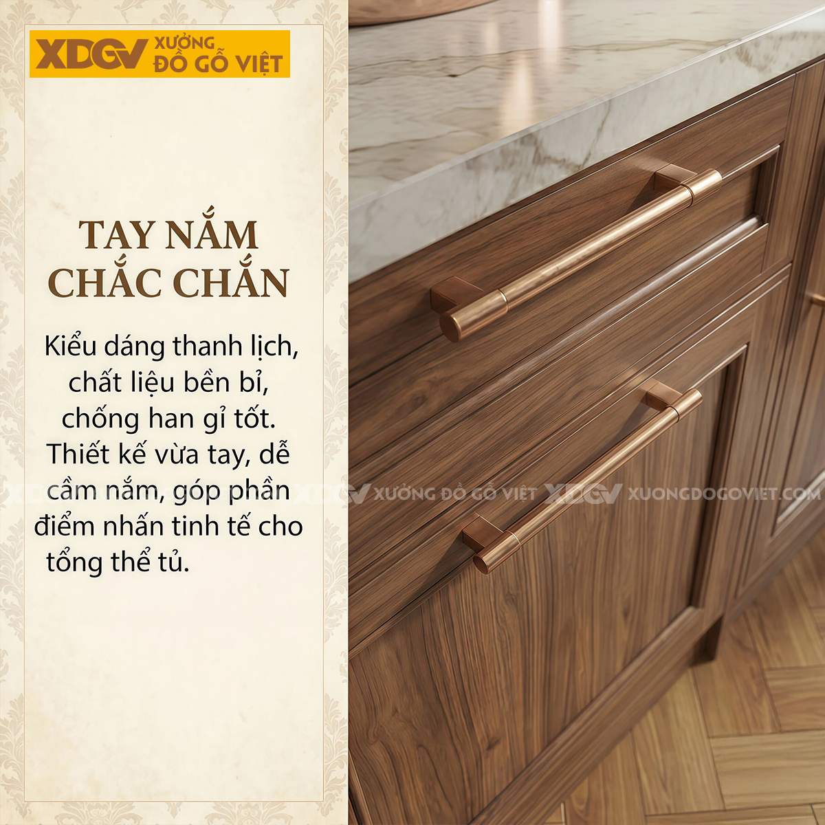Bộ Tủ Bếp Gỗ Óc Chó Tự Nhiên Đẹp Góc L Tân Cổ Điển Kết Hợp