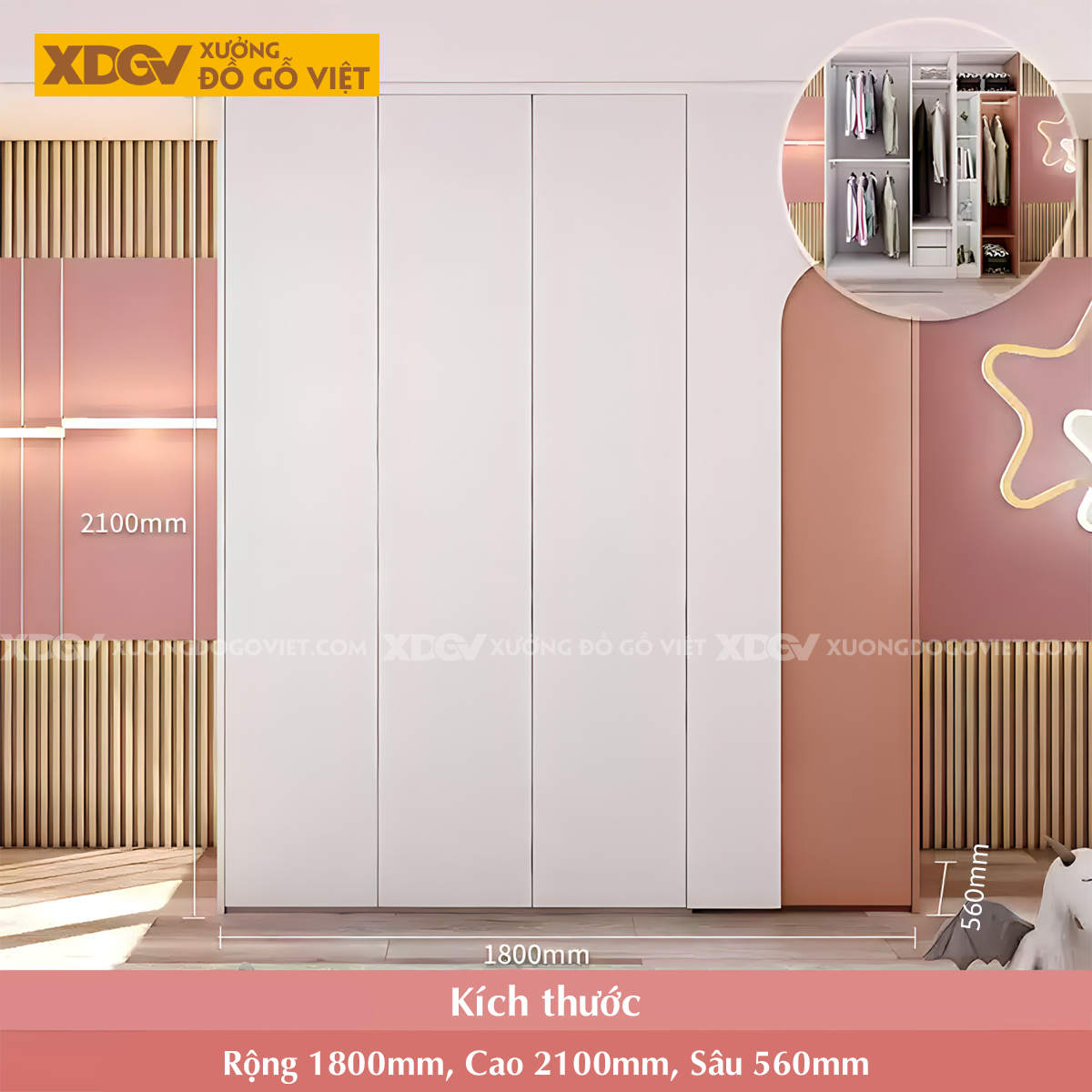 Bộ Tủ Quần Áo Gỗ Công Nghiệp Kết Hợp Bàn Học Trẻ Em Đẹp