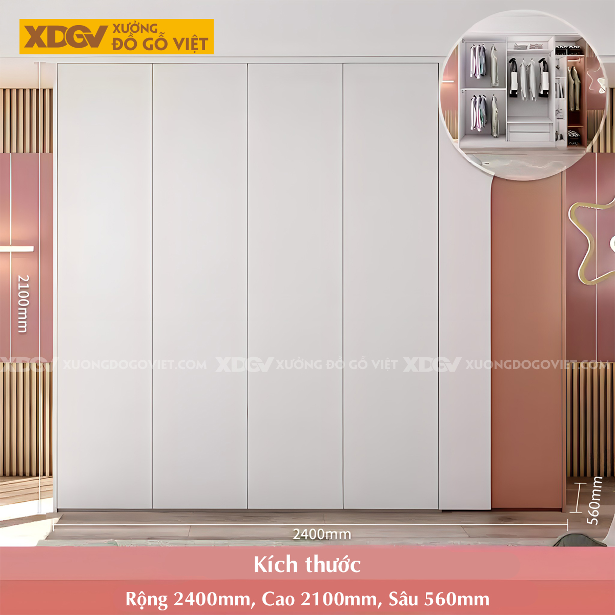Bộ Tủ Quần Áo Gỗ Công Nghiệp Kết Hợp Bàn Học Trẻ Em Đẹp