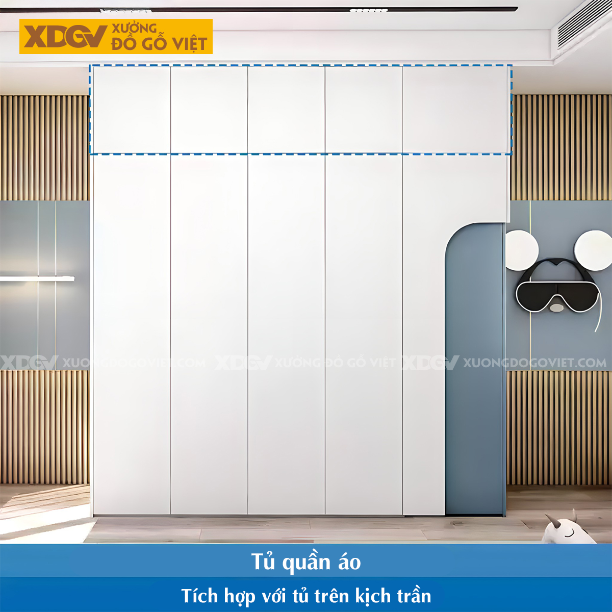 Bộ Tủ Quần Áo Gỗ Công Nghiệp Kết Hợp Bàn Học Trẻ Em Đẹp