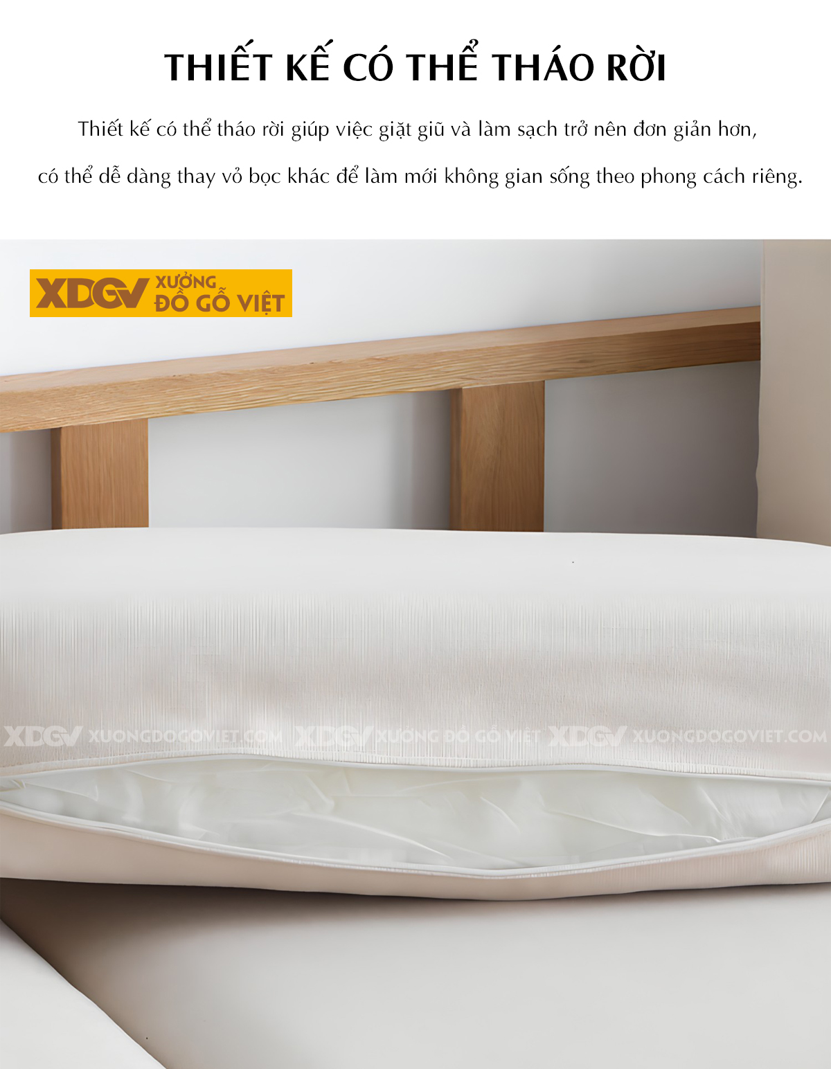 Ghế Dài Sofa Sồi Hiện Đại Japandi Tay Vịn Bo Tròn Bọc Nệm