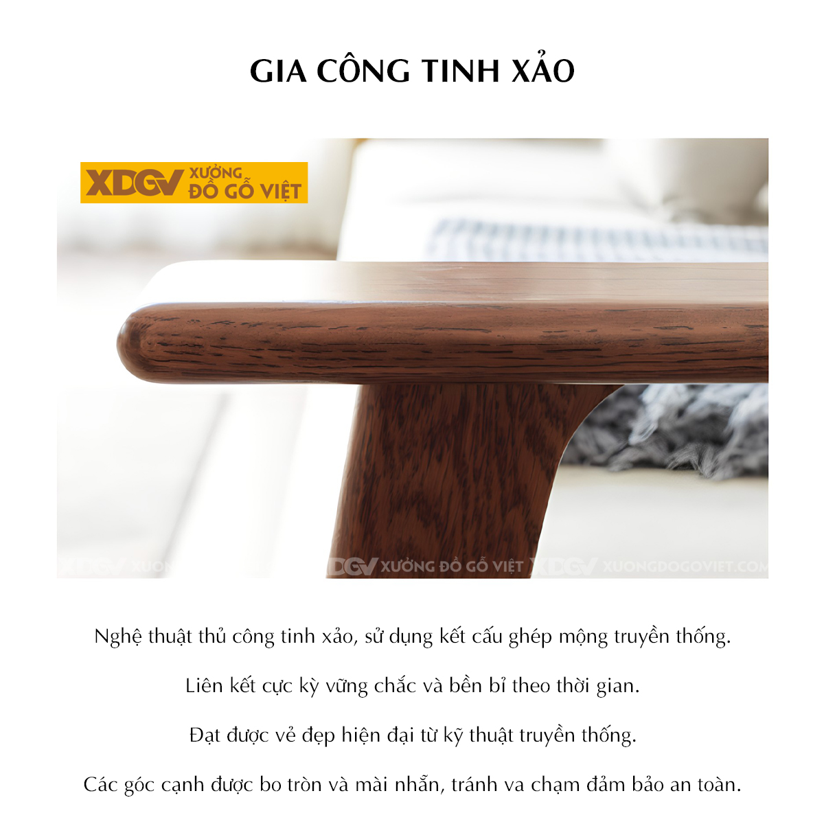 Ghế Sofa 1 Văng Gỗ Sồi Hiện Đại Khung Nhỏ Bo Góc Tinh Tế