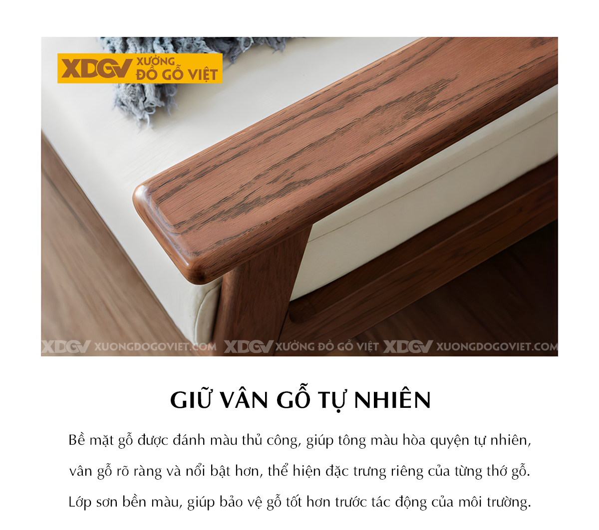Ghế Sofa 1 Văng Gỗ Sồi Hiện Đại Khung Nhỏ Bo Góc Tinh Tế