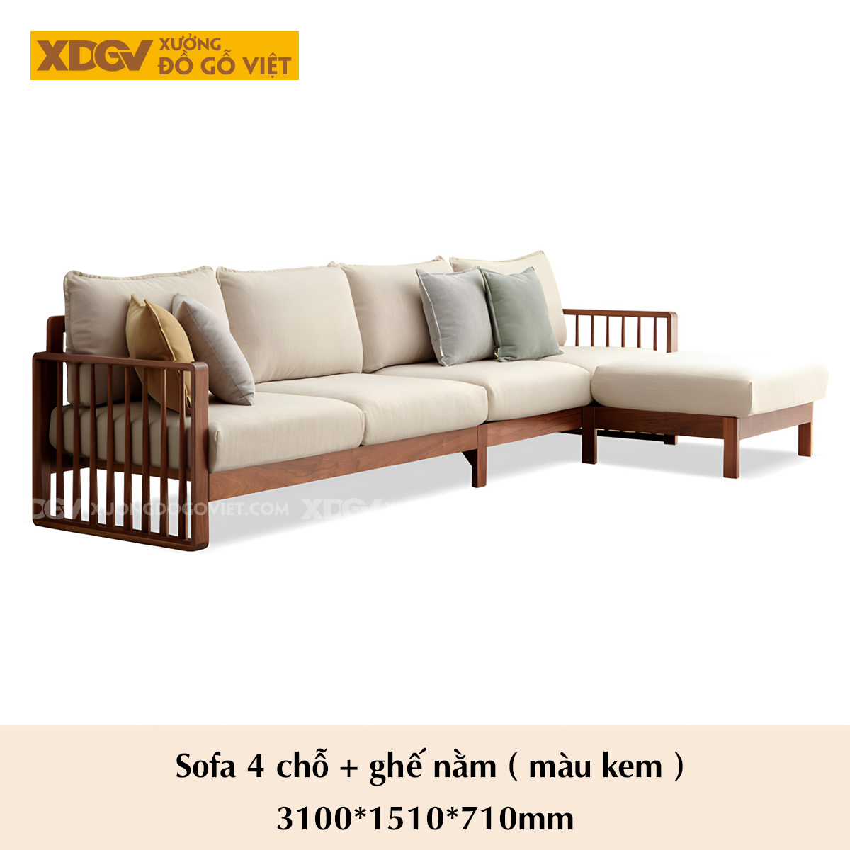 Ghế Sofa Gỗ Sồi Góc L Á Đông Thanh Nan Tiện Tròn Thanh Lịch