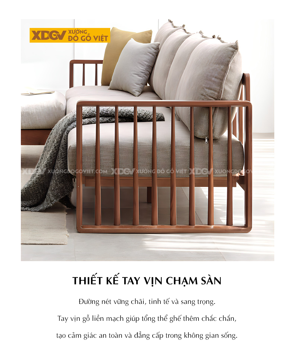 Ghế Sofa Gỗ Sồi Góc L Á Đông Thanh Nan Tiện Tròn Thanh Lịch