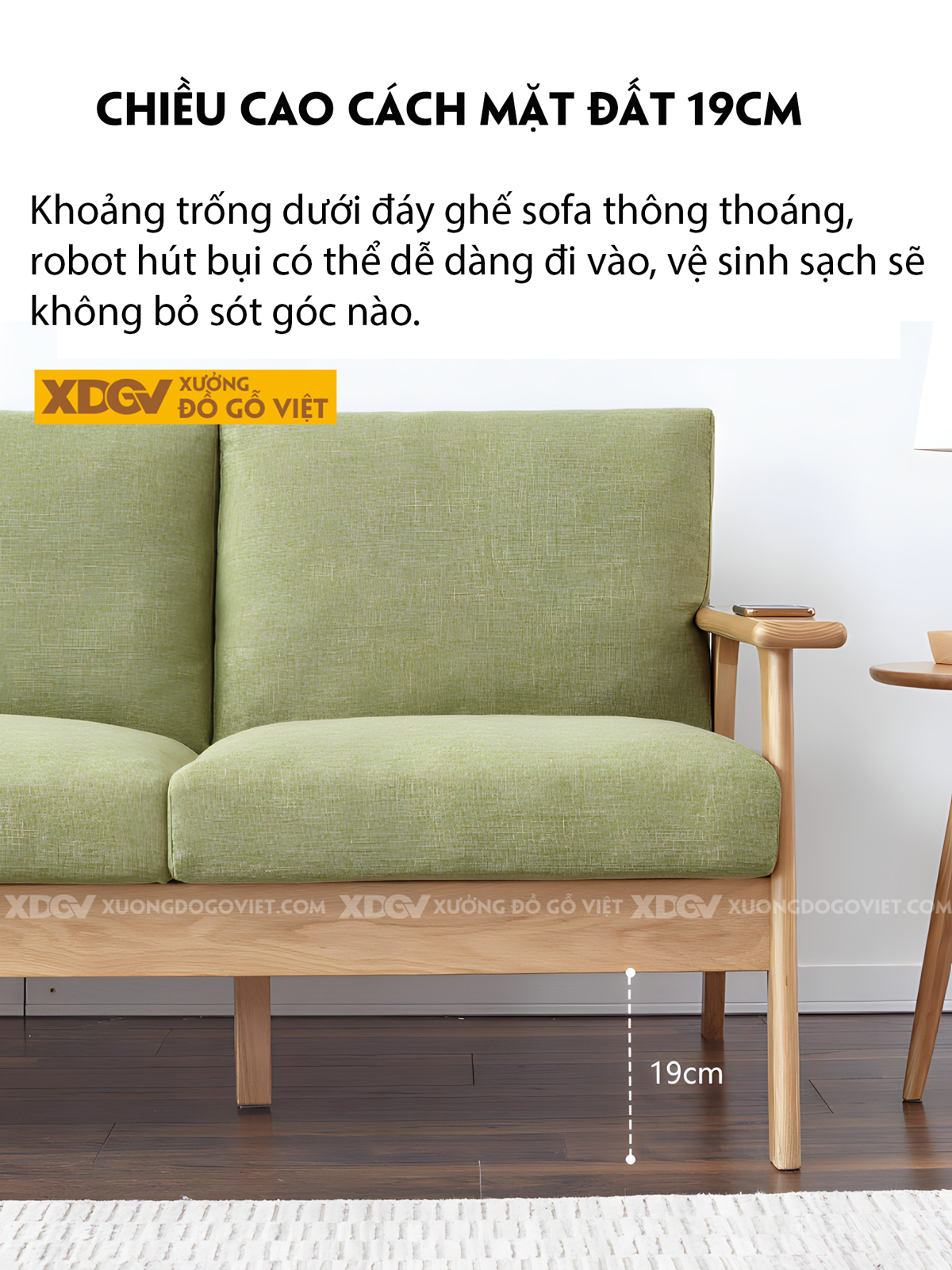 Ghế Sofa Gỗ Sồi Hiện Đại Khung Nhỏ Bo Góc Tinh Tế Thanh Lịch