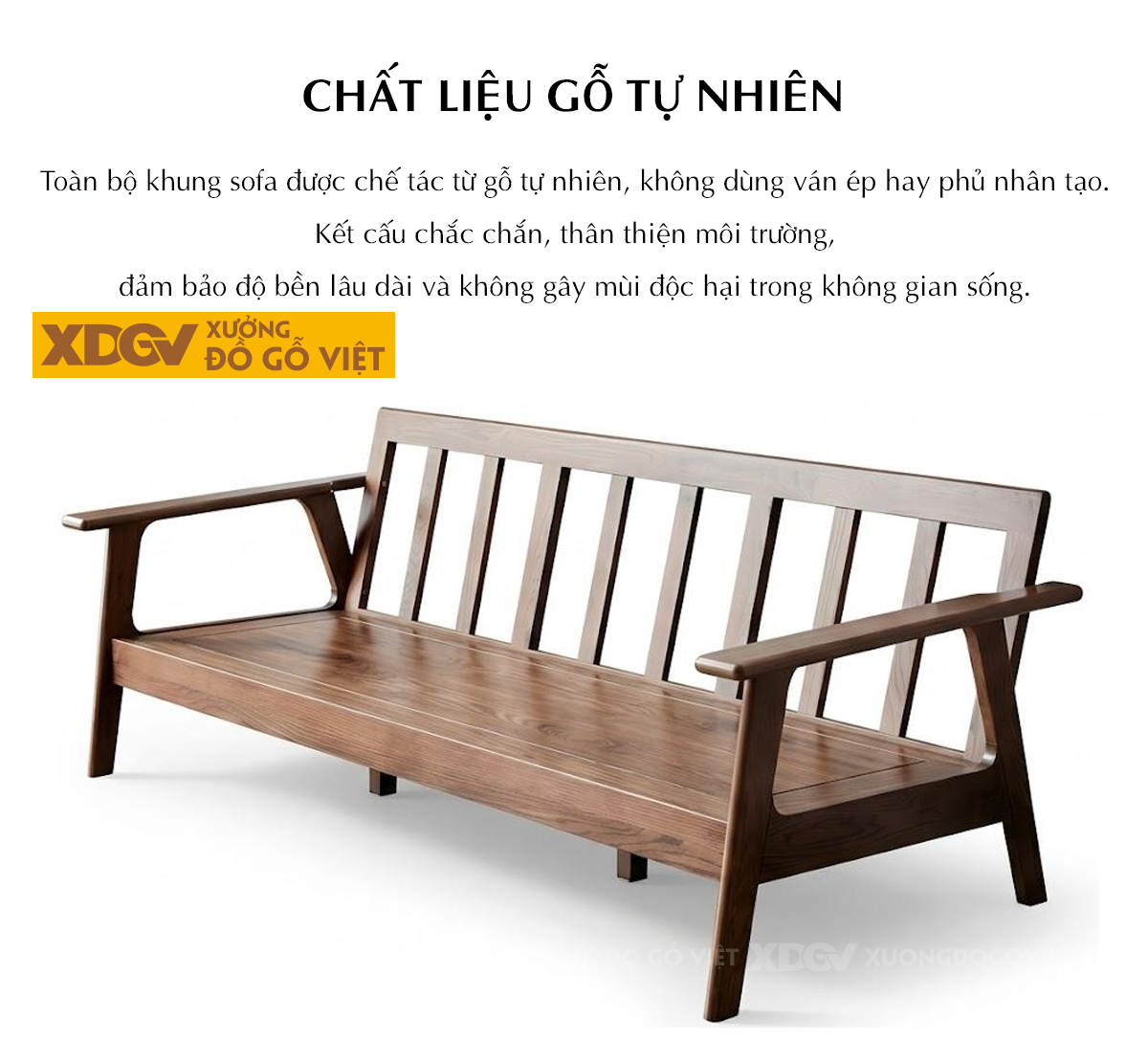 Ghế Sofa Gỗ Sồi Hiện Đại Khung Nhỏ Bo Góc Tinh Tế Thanh Lịch