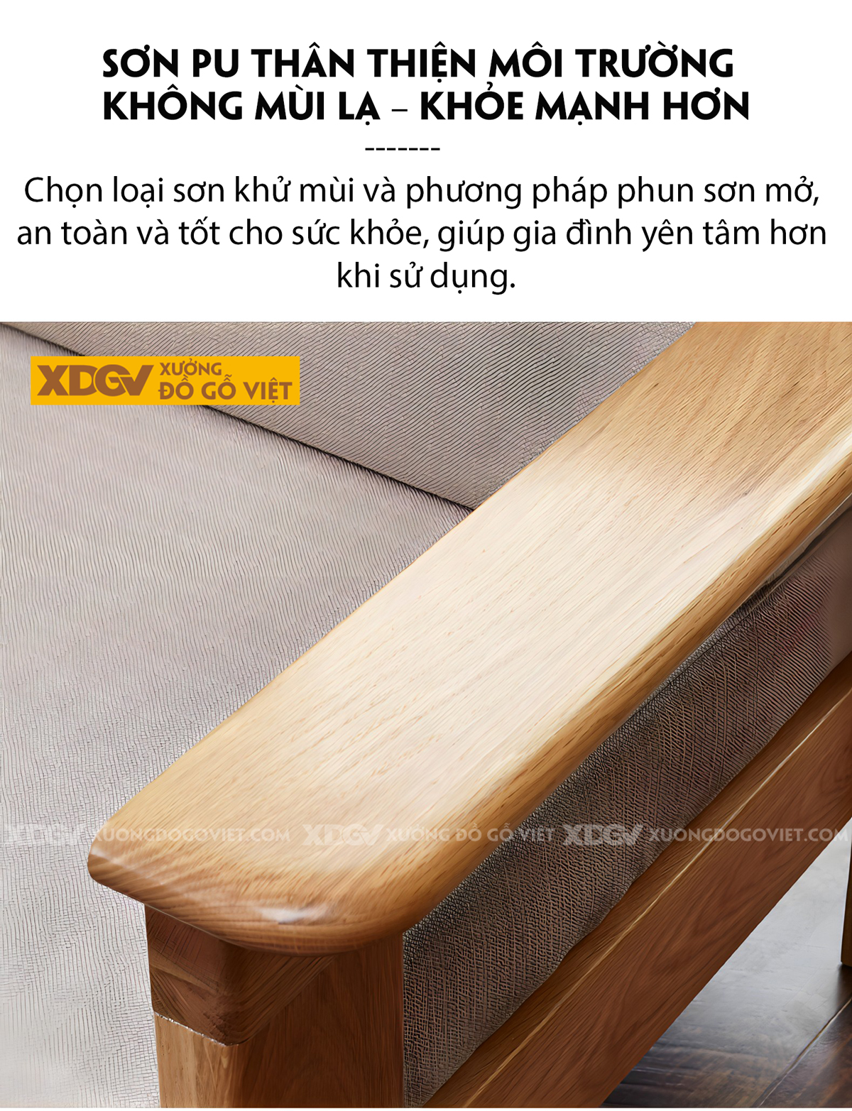 Ghế Sofa Gỗ Sồi Tự Nhiên Khung Thanh Nan Ghép Liền Mạch