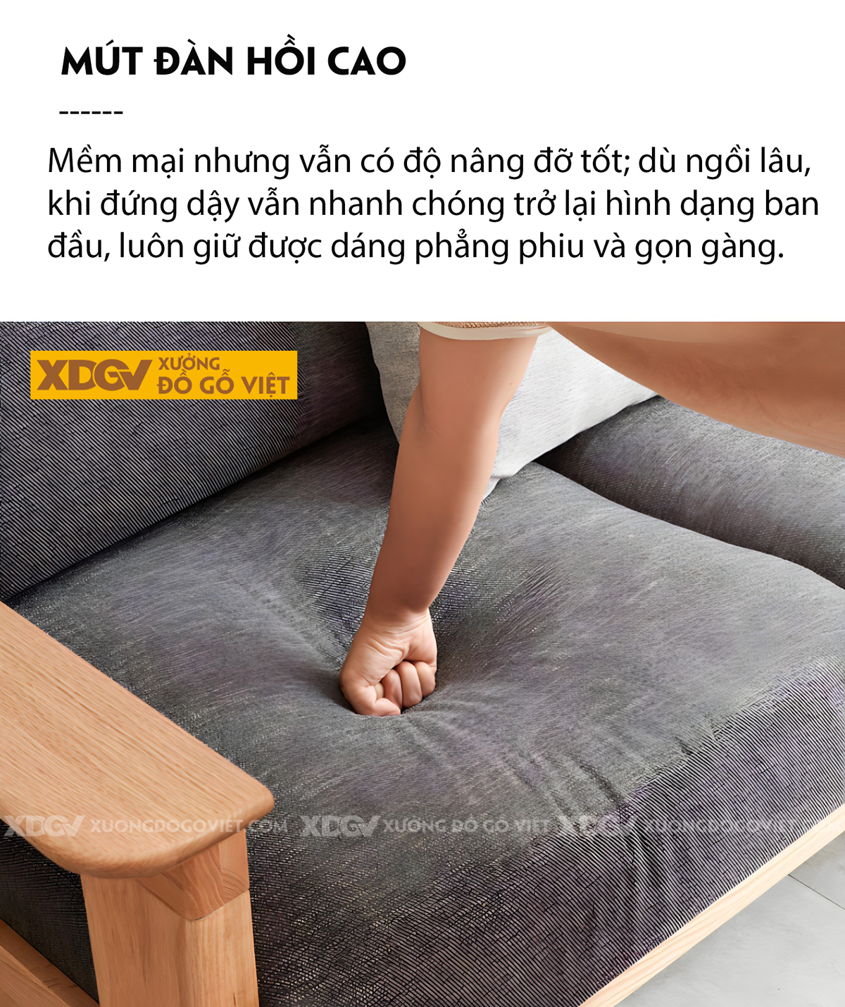 Ghế Sofa Gỗ Sồi Tự Nhiên Khung Thanh Nan Ghép Liền Mạch