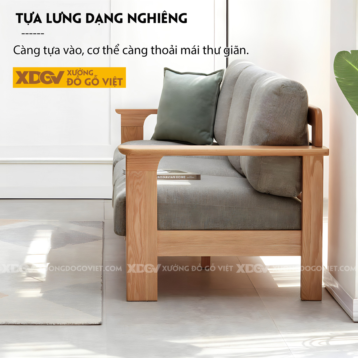 Ghế Sofa Gỗ Sồi Tự Nhiên Khung Thanh Nan Ghép Liền Mạch