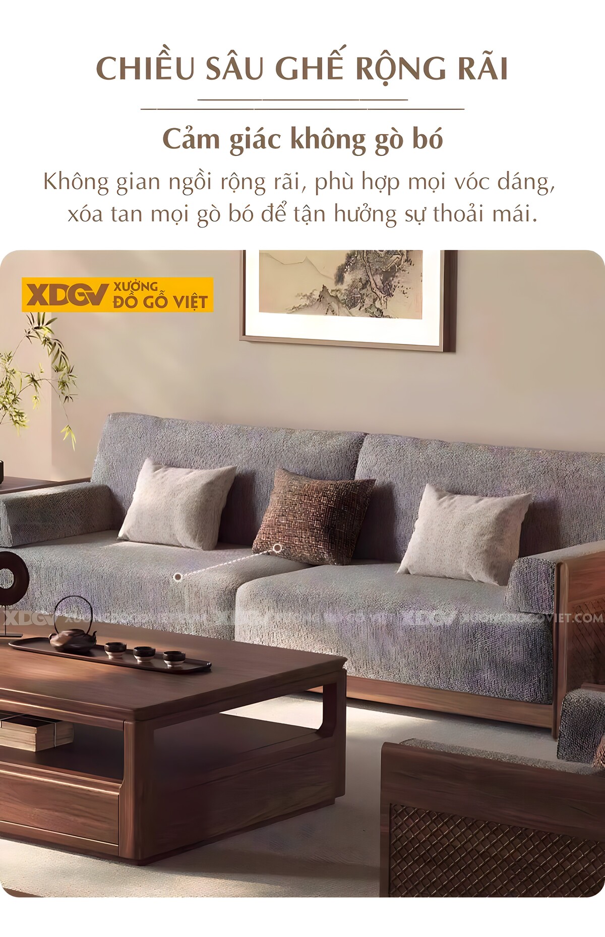 Ghế Sofa Óc Chó Kiểu Hộp Vuông Góc Bo Tròn Hiện Đại Tối Giản