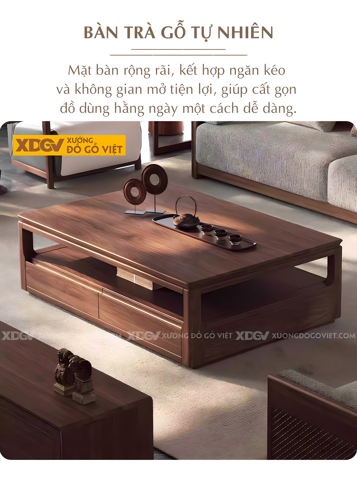 Ghế Sofa Óc Chó Kiểu Hộp Vuông Góc Bo Tròn Hiện Đại Tối Giản