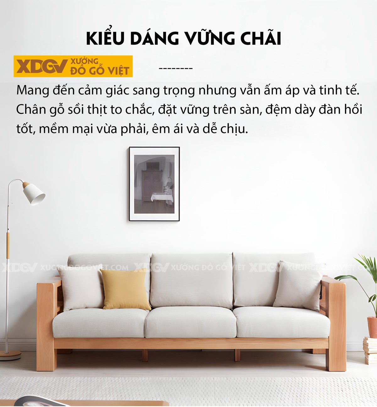 Ghế Sofa Sồi Gia Đình Phòng Khách Góc L Vuông Vức Tối Giản
