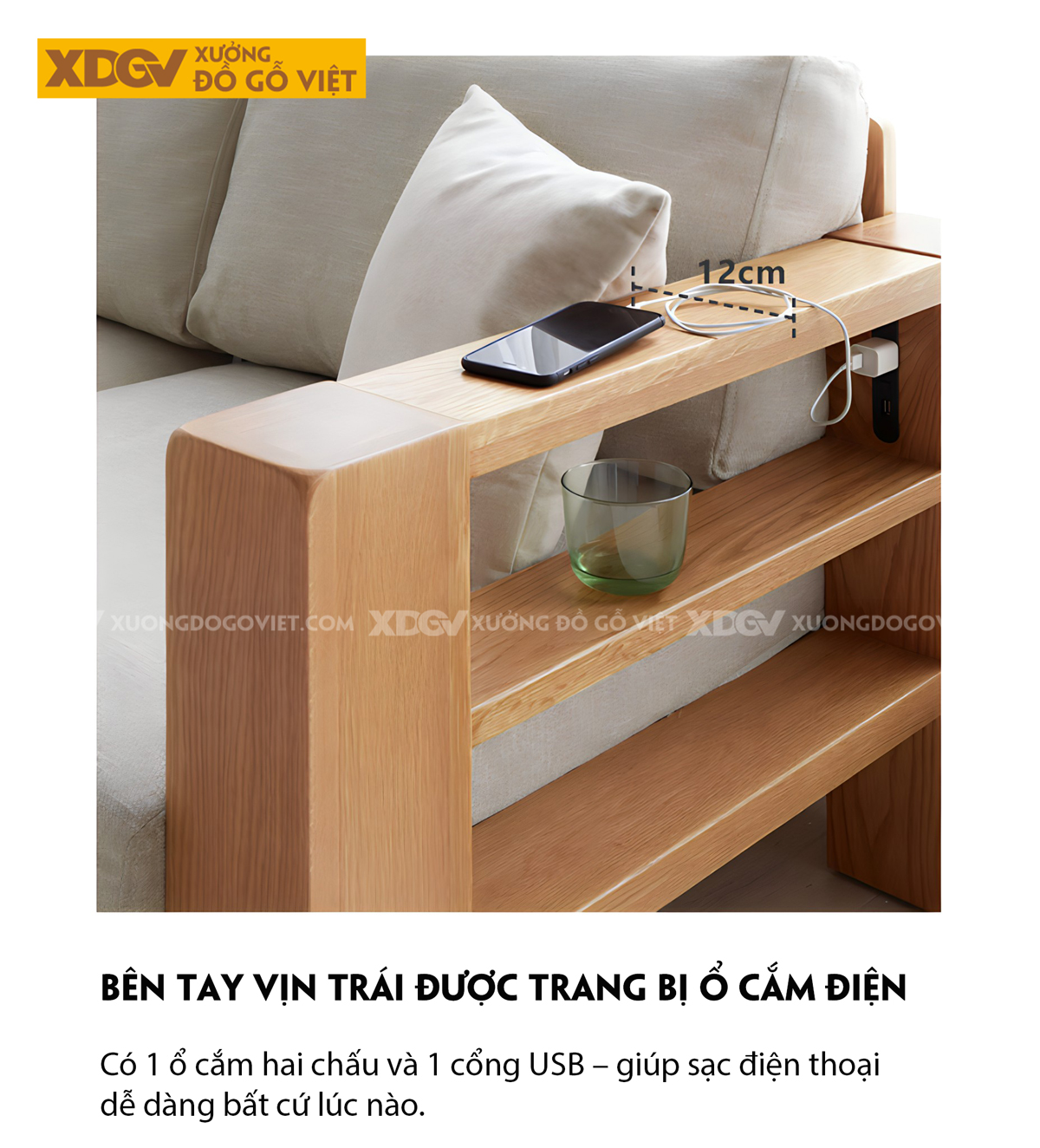 Ghế Sofa Sồi Gia Đình Phòng Khách Góc L Vuông Vức Tối Giản