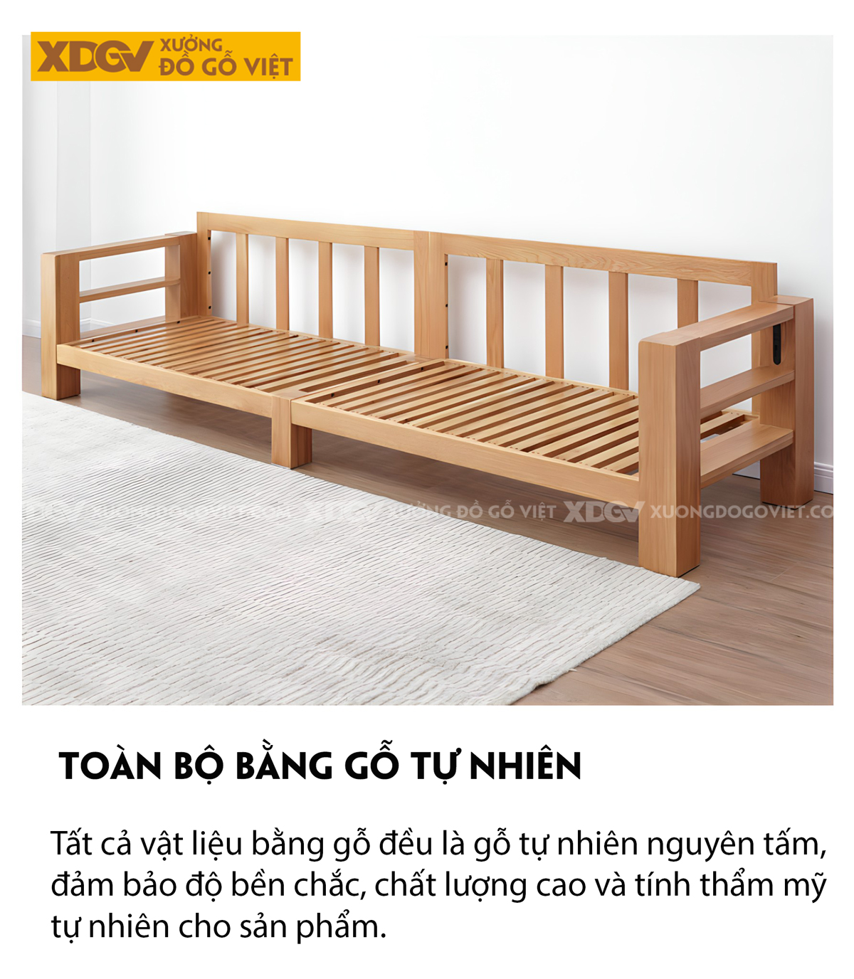 Ghế Sofa Sồi Gia Đình Phòng Khách Góc L Vuông Vức Tối Giản