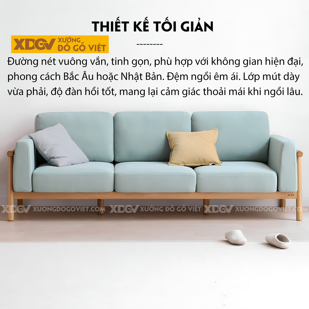 Ghế Sofa Sồi Thịt Tay Vịn Chân Khung Gỗ Tiện Tròn Tinh Tế