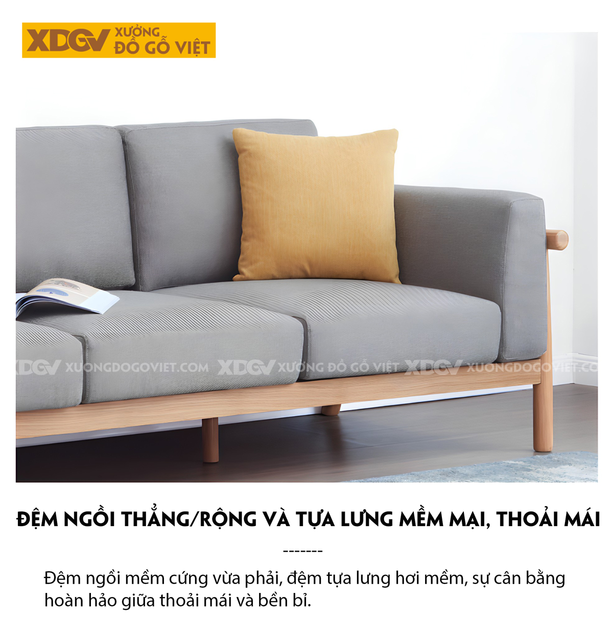 Ghế Sofa Sồi Thịt Tay Vịn Chân Khung Gỗ Tiện Tròn Tinh Tế