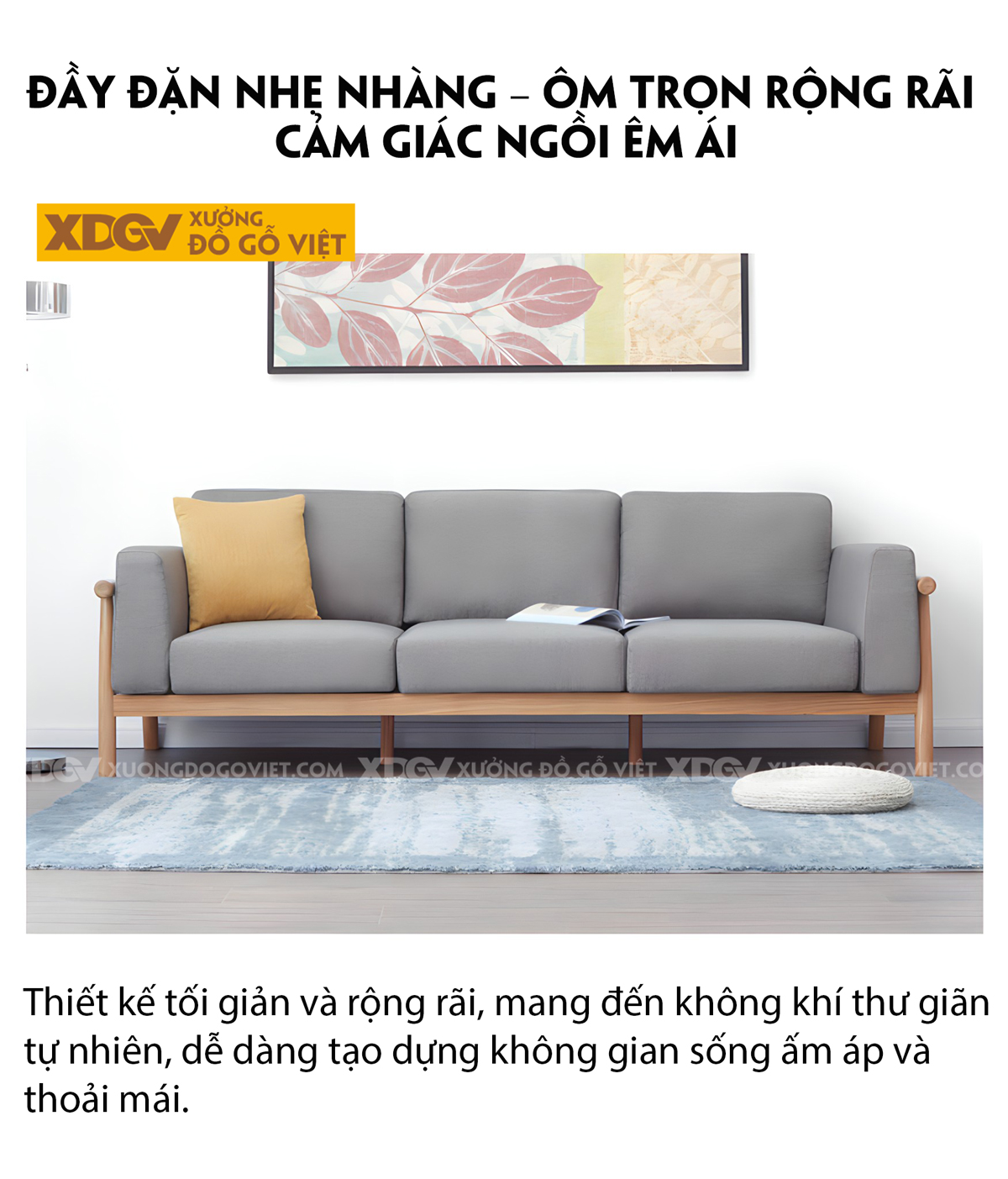 Ghế Sofa Sồi Thịt Tay Vịn Chân Khung Gỗ Tiện Tròn Tinh Tế
