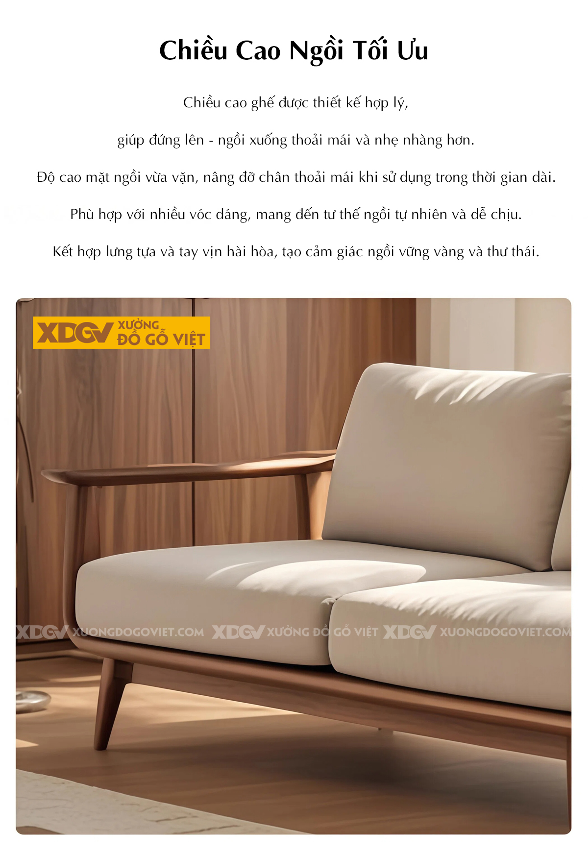 Ghế Sofa Văng Gỗ Óc Chó Bắc Âu Tay Mái Chèo Chân Côn