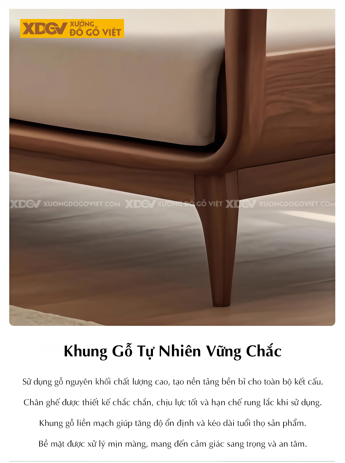 Ghế Sofa Văng Gỗ Óc Chó Bắc Âu Tay Mái Chèo Chân Côn