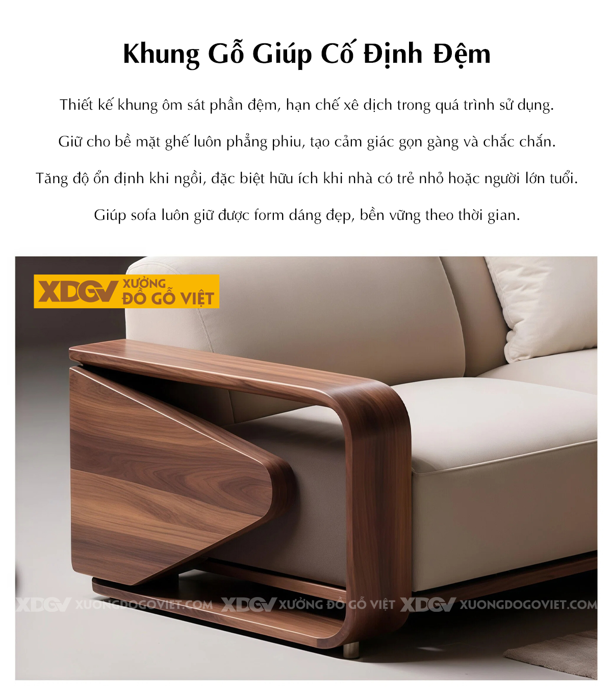 Ghế Sofa Văng Óc Chó Chân Quỳ Ốp Hông Tam Giác Sang Trọng