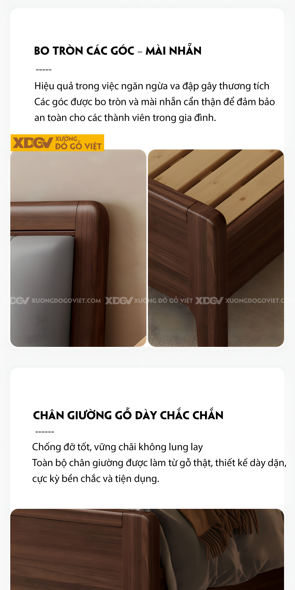 Giường Gỗ Lim Hiện Đại Chân Cao Đầu Ốp Nệm Rút Múi Sọc Dọc