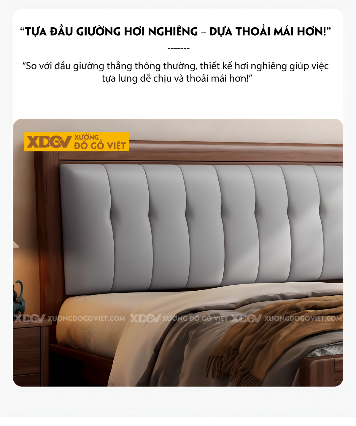 Giường Gỗ Lim Hiện Đại Chân Cao Đầu Ốp Nệm Rút Múi Sọc Dọc