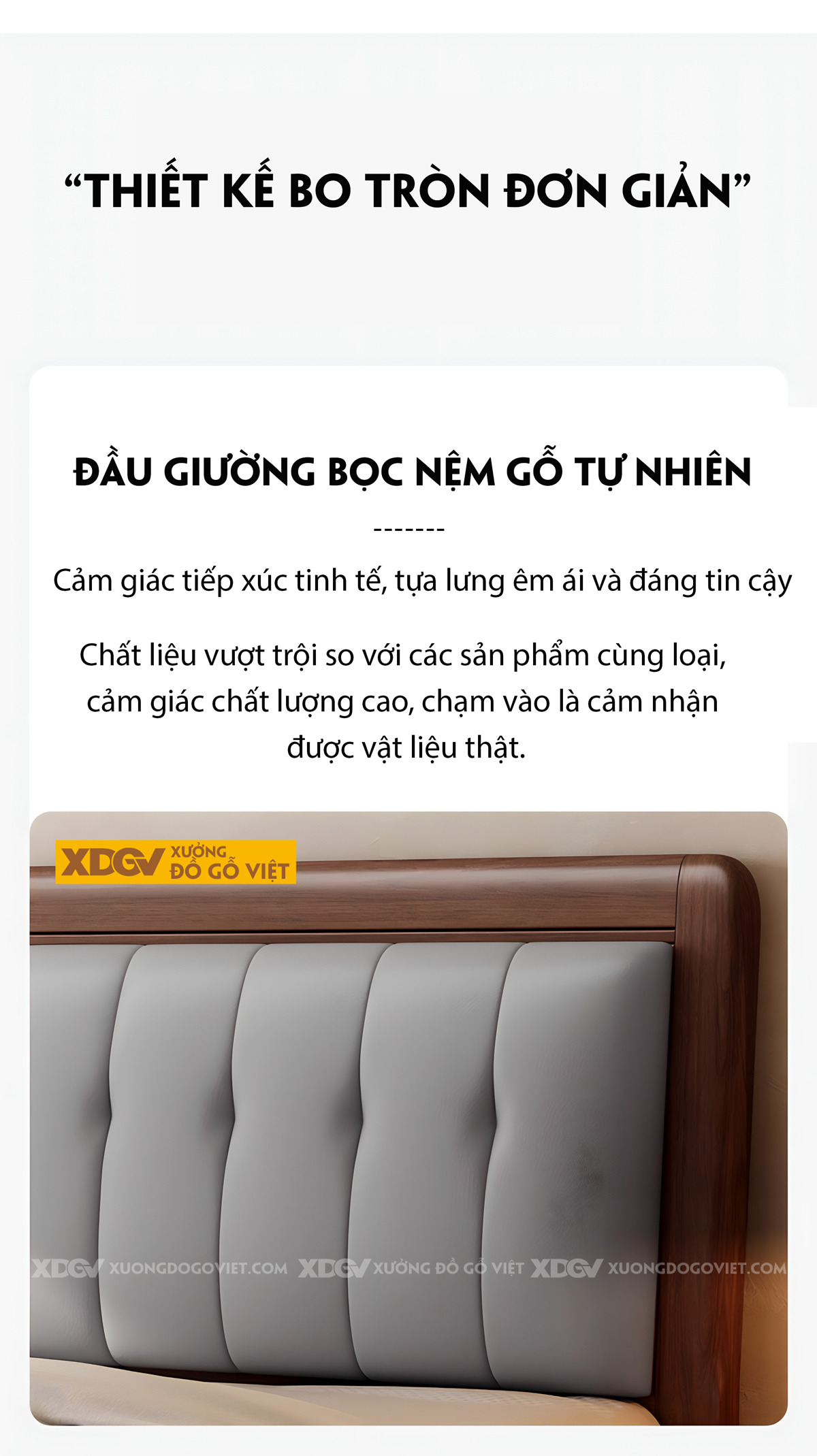 Giường Gỗ Lim Hiện Đại Chân Cao Đầu Ốp Nệm Rút Múi Sọc Dọc