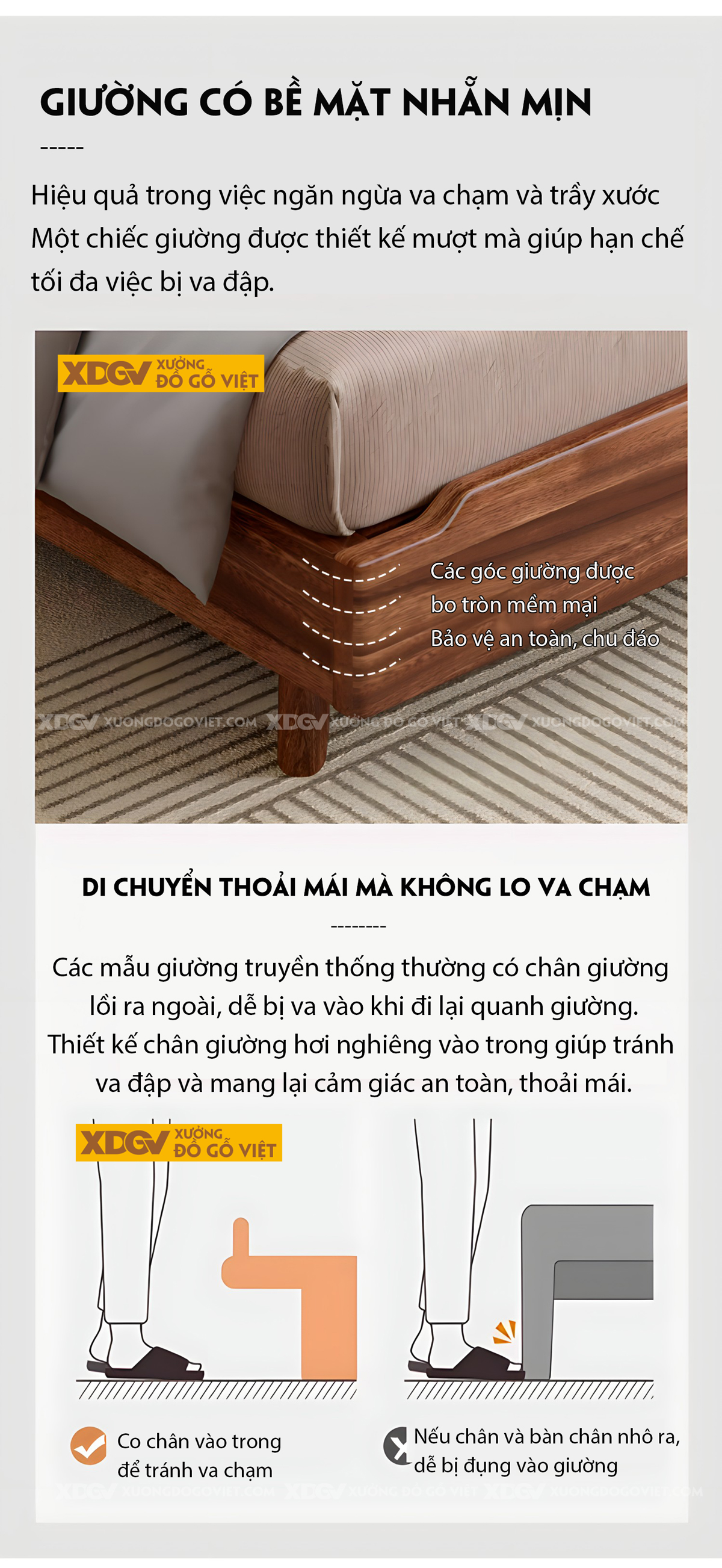 Giường Gỗ Lim Không Đầu Tối Giản Chân Cao Vân Tự Nhiên Đẹp