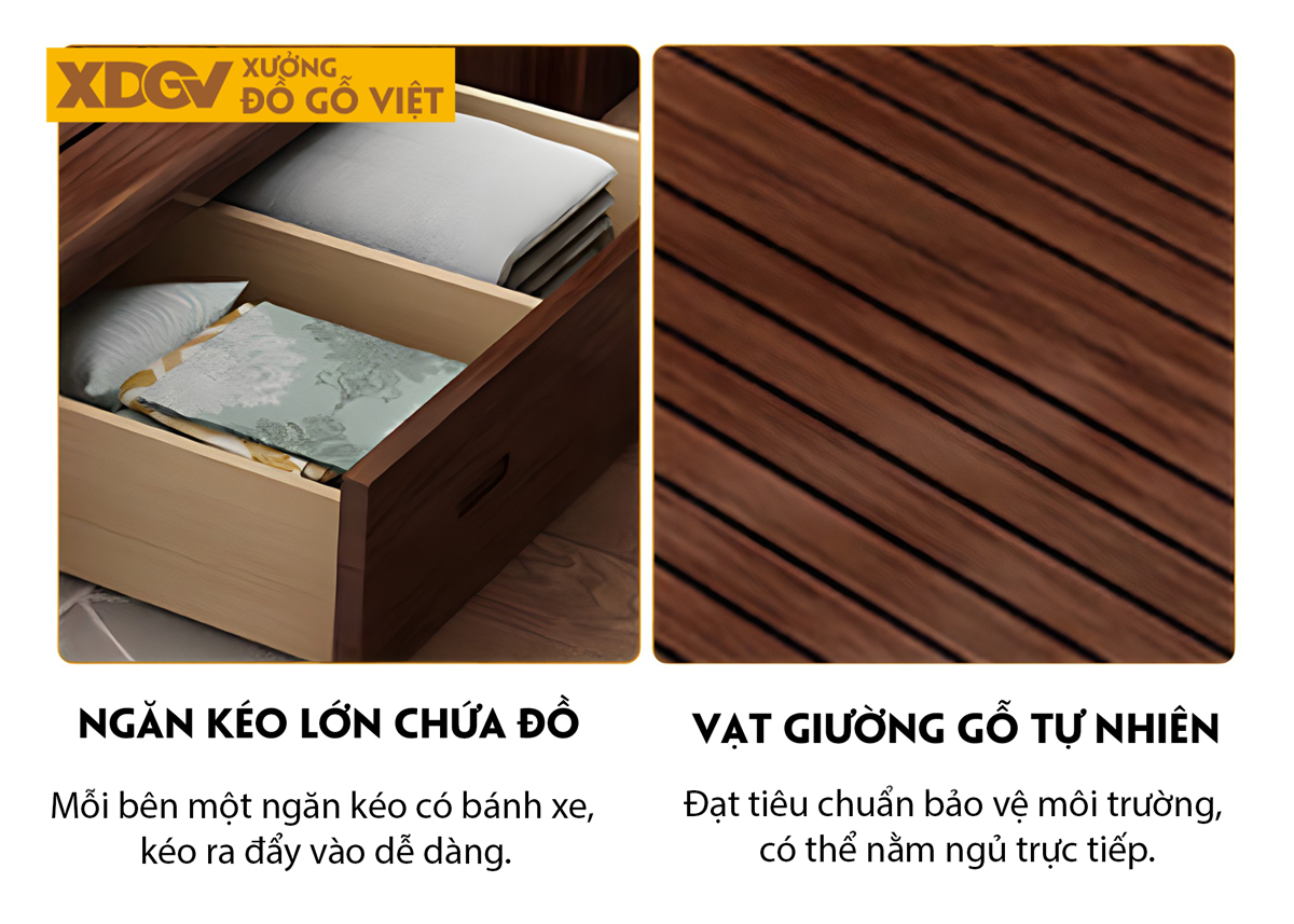 Giường Gỗ Lim Tân Cổ Điển Đầu Uốn Lượn Khung Pano Sọc Dọc