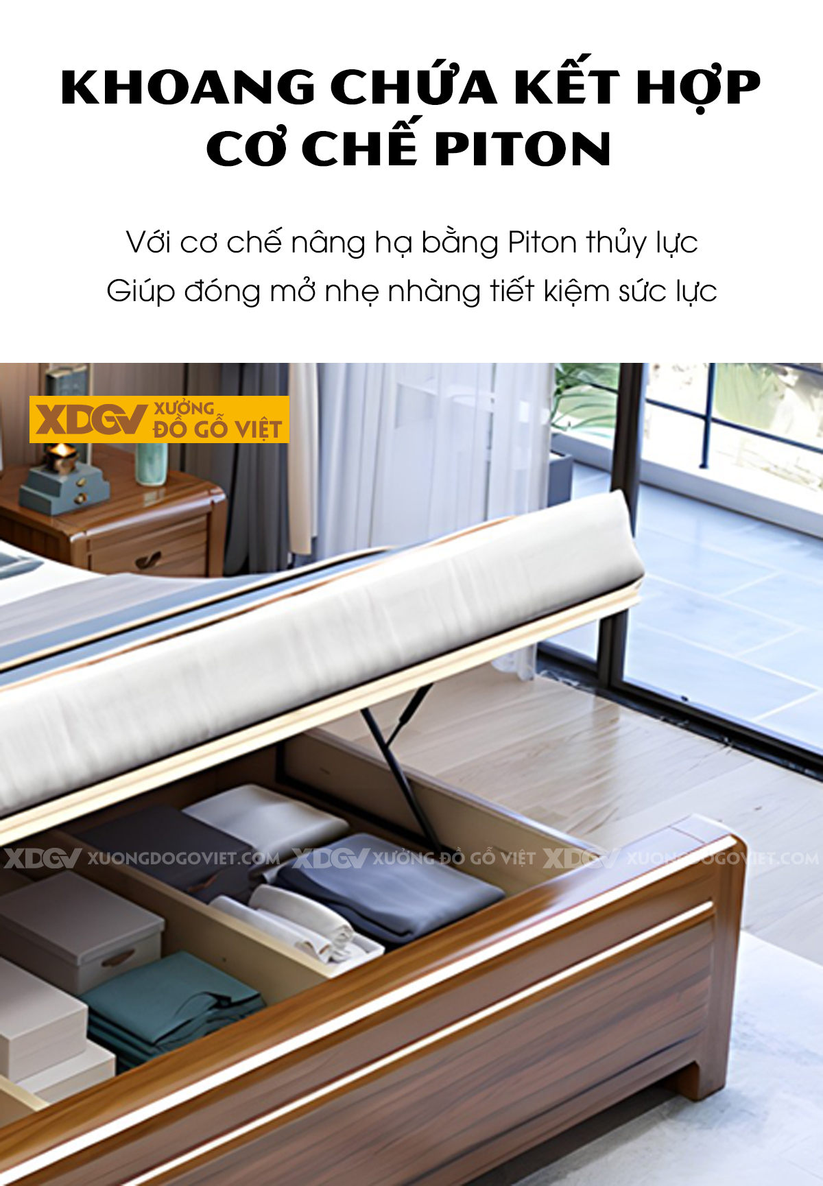 Giường Gỗ Xoan Đào Tự Nhiên Đầu Ghép Tấm Nổi Kẻ Chỉ Dọc