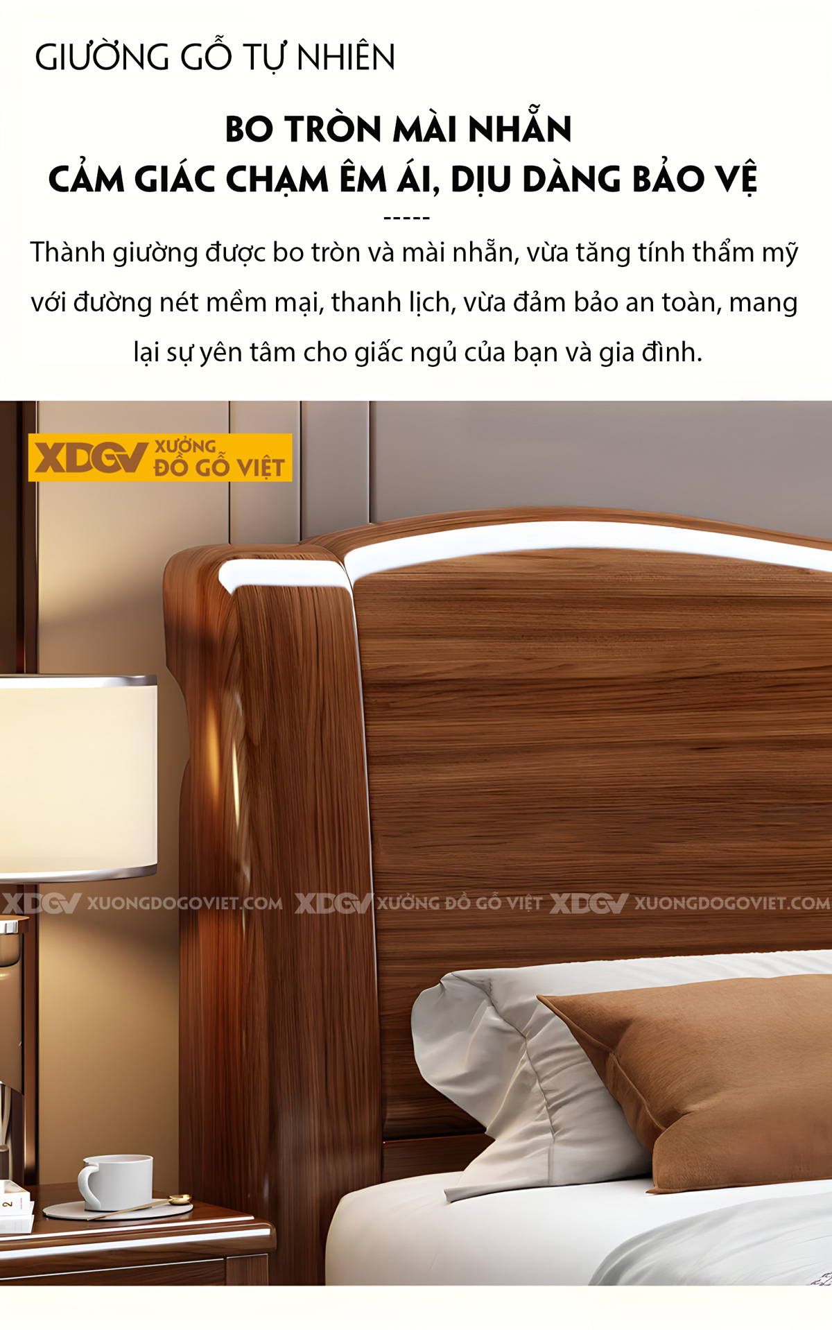 Giường Lim Phòng Ngủ Hiện Đại Kẻ Chỉ Đầu Uốn Lượn Mềm Mại