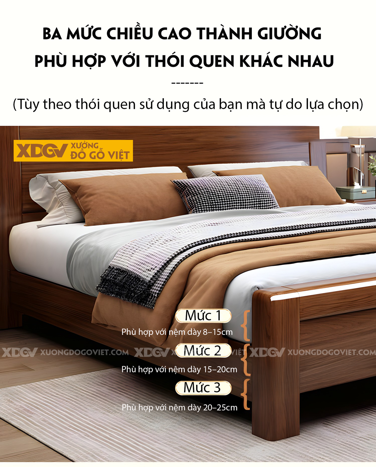 Giường Lim Phòng Ngủ Hiện Đại Kẻ Chỉ Đầu Uốn Lượn Mềm Mại