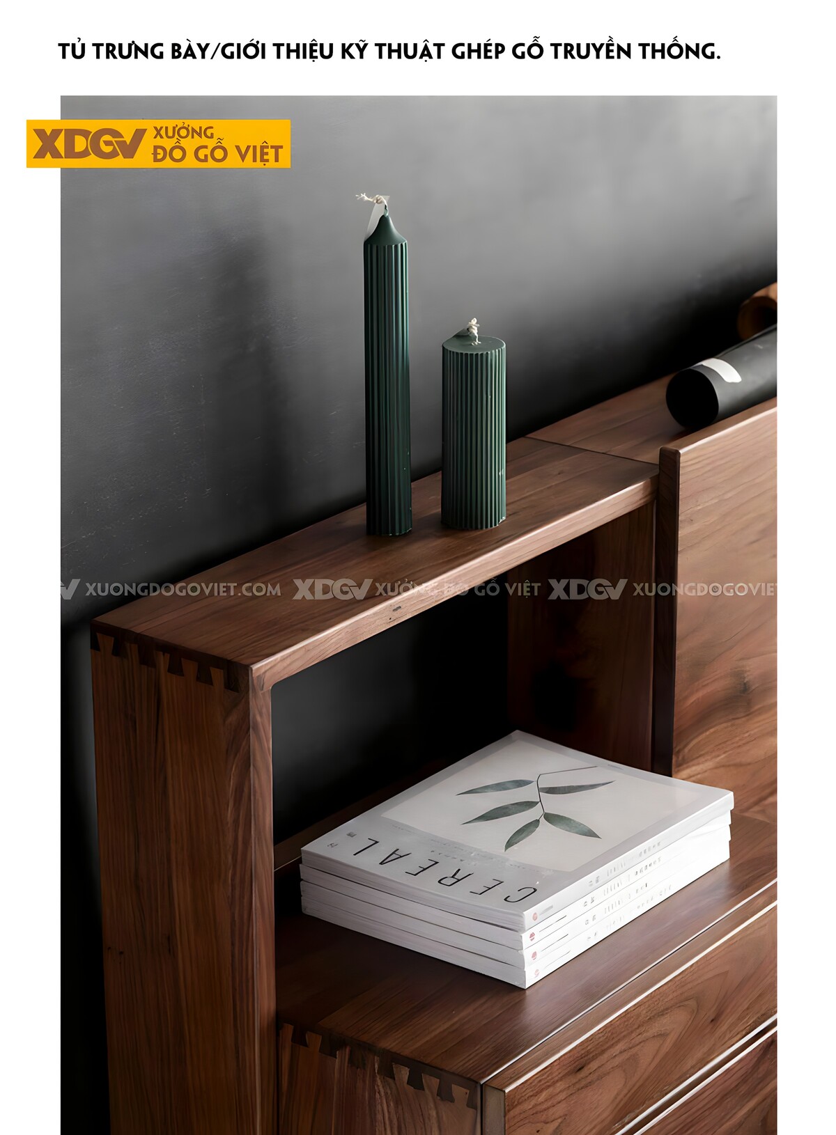 Giường Ngủ Bệt Gỗ Óc Chó Japandi Tích Hợp Tủ Đựng 2 Bên