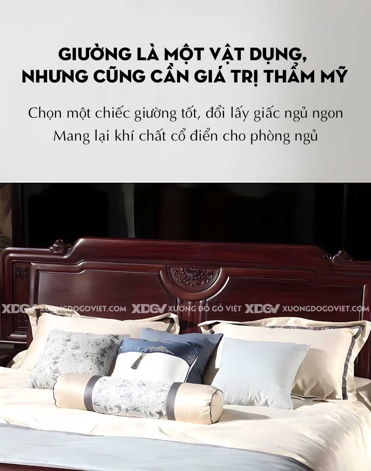 Giường Ngủ Gỗ Căm Xe Cung Điện Vững Chãi Chạm Khắc Tinh Tế