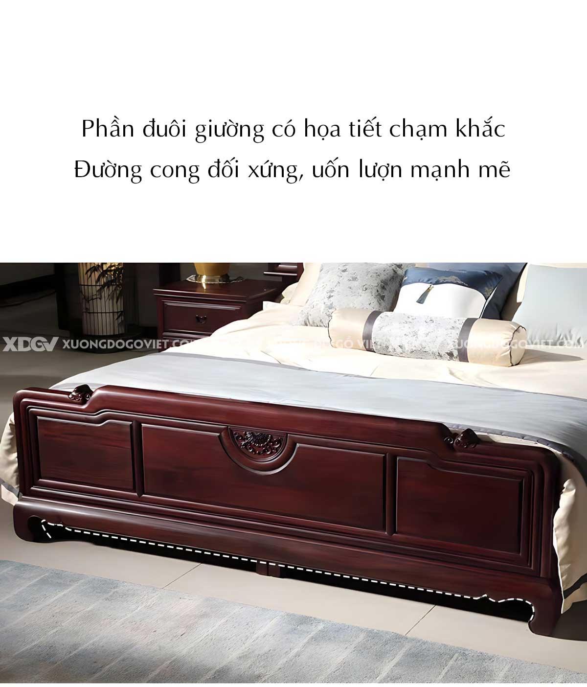 Giường Ngủ Gỗ Căm Xe Cung Điện Vững Chãi Chạm Khắc Tinh Tế