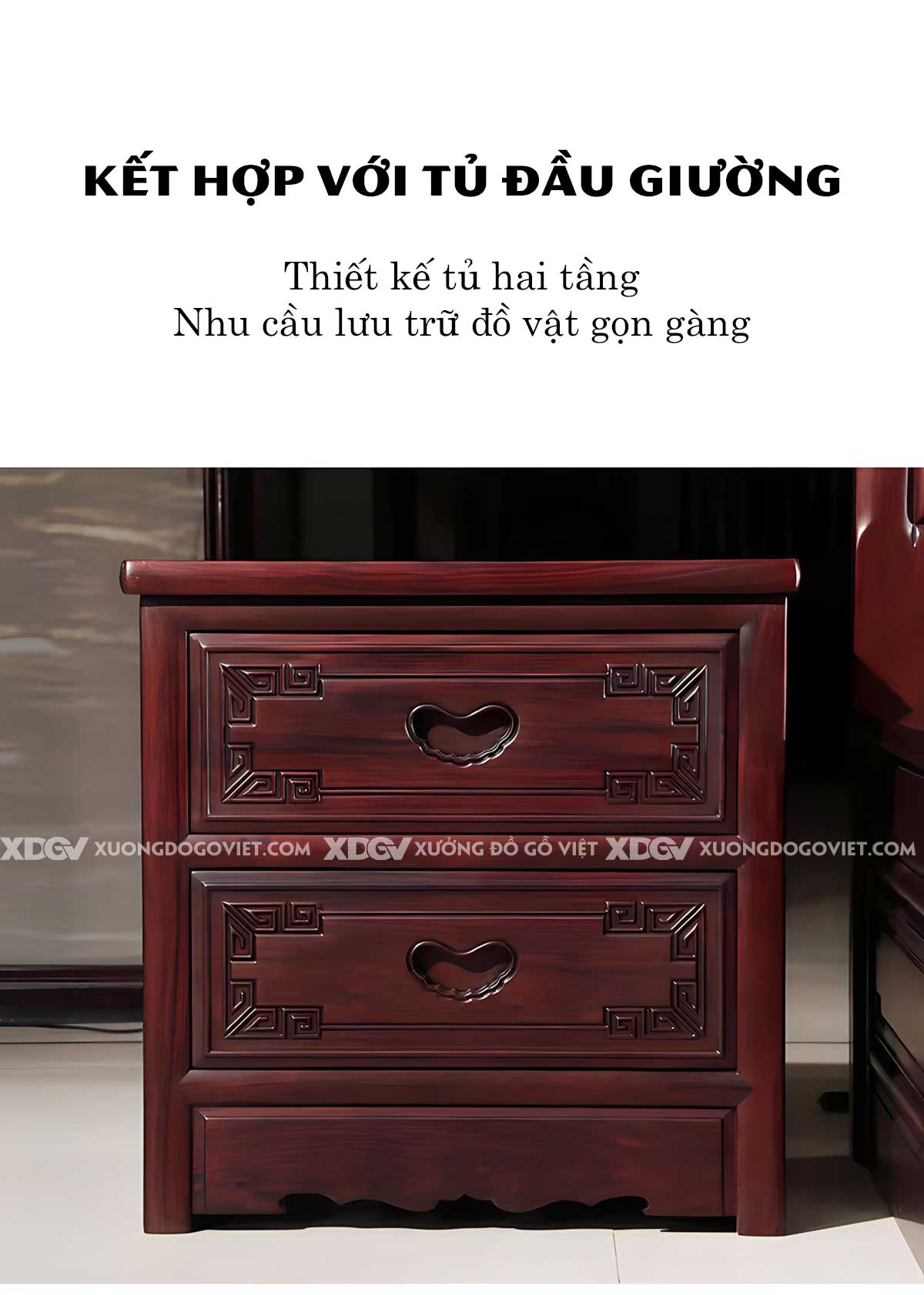 Giường Ngủ Gỗ Căm Xe Cung Điện Vững Chãi Chạm Khắc Tinh Tế