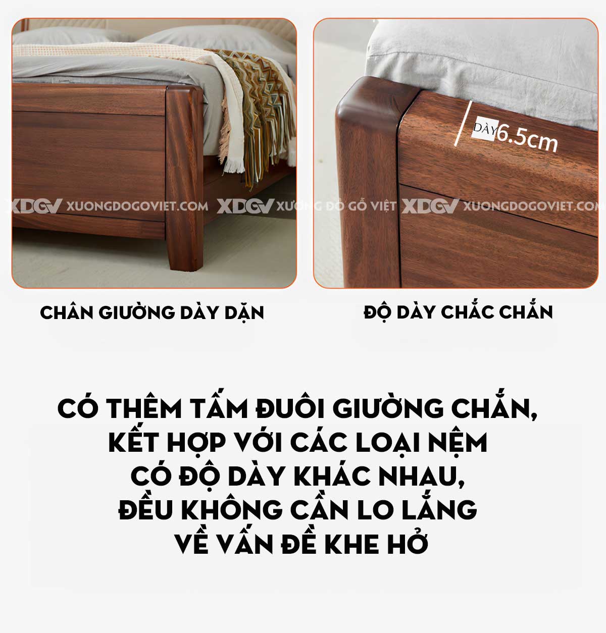 Giường Ngủ Gỗ Căm Xe Đầu Bo Góc Ốp Nệm Họa Tiết Đối Xứng