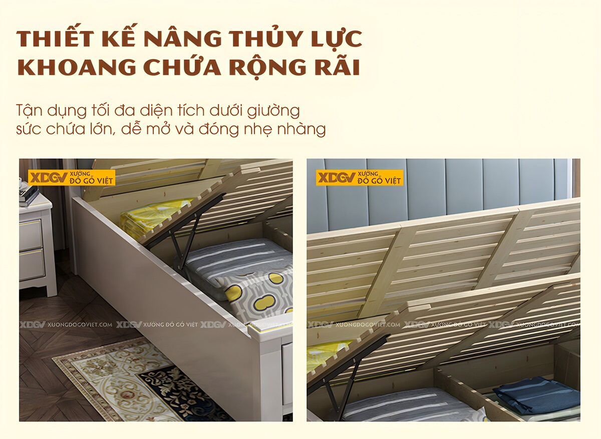 Giường Ngủ Gỗ Cao Su Tân Cổ Điển Đầu Uốn Lượn Bọc Nệm Xanh