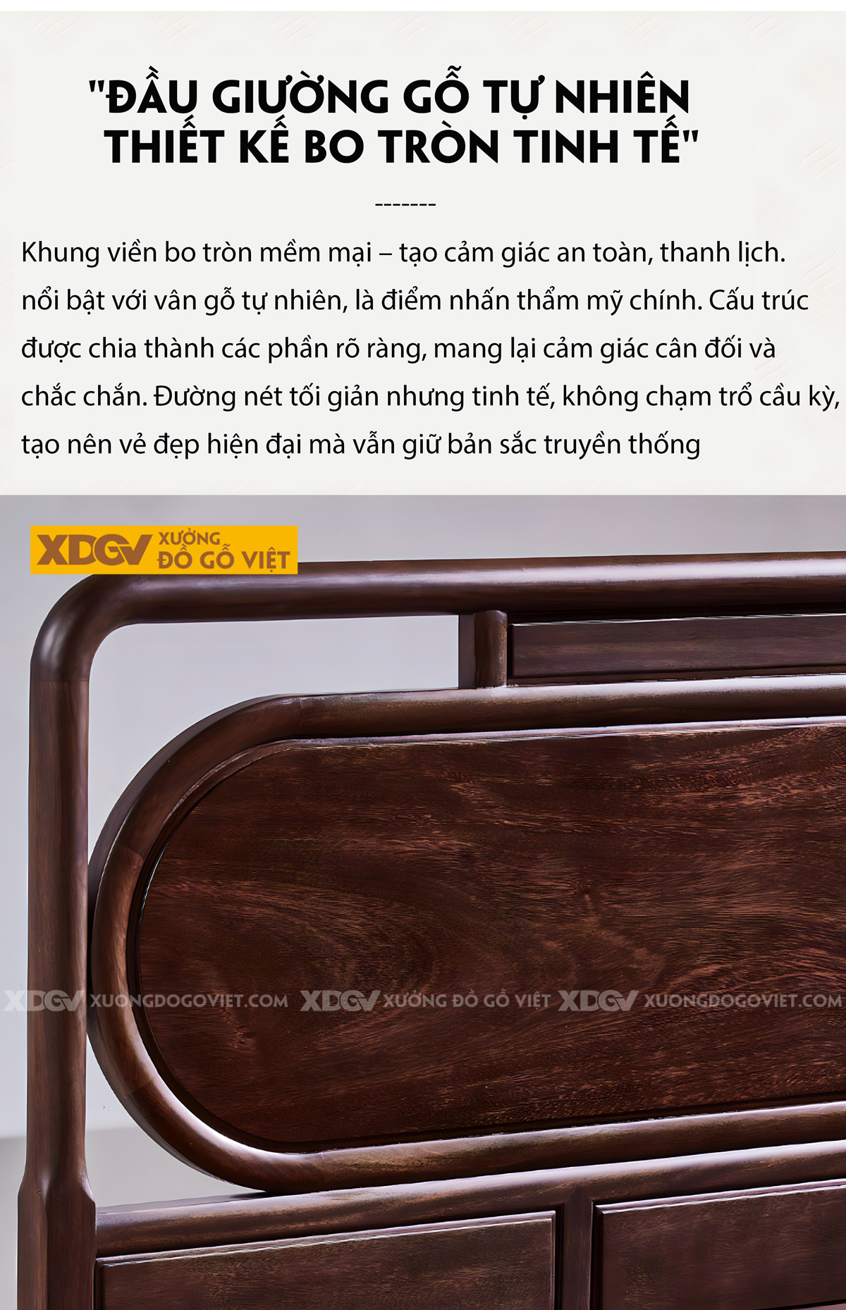 Giường Ngủ Gỗ Lim Hiện Đại Á Đông Đầu Khung Pano Viền Cong