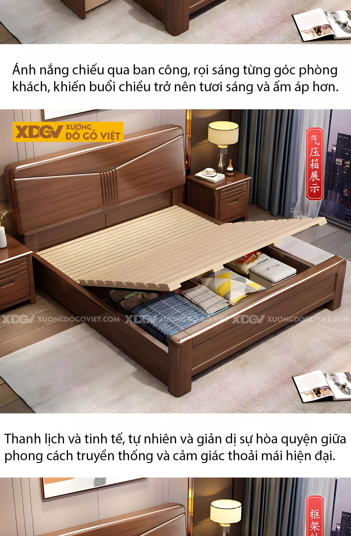 Giường Ngủ Gỗ Lim Hiện Đại Đầu Kẻ Chỉ Chữ V Rãnh Dọc Giữa